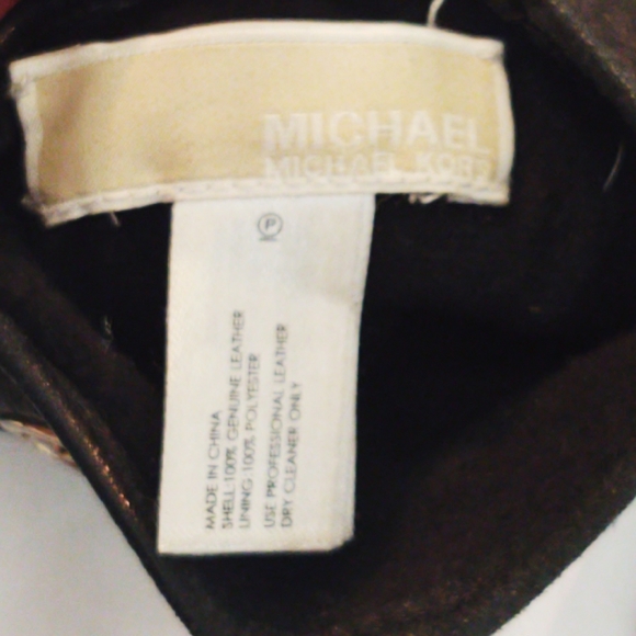 Michael Kors Gold Studded Black Leather Gloves- Medium - Picture 6 of 6